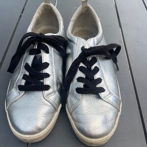 Gap sneakers, silver leather, black ties size 7.5 men’s